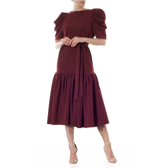 NWT MEEM M LABEL Essa Wine Midi Dress Size M - Picture 1 of 8